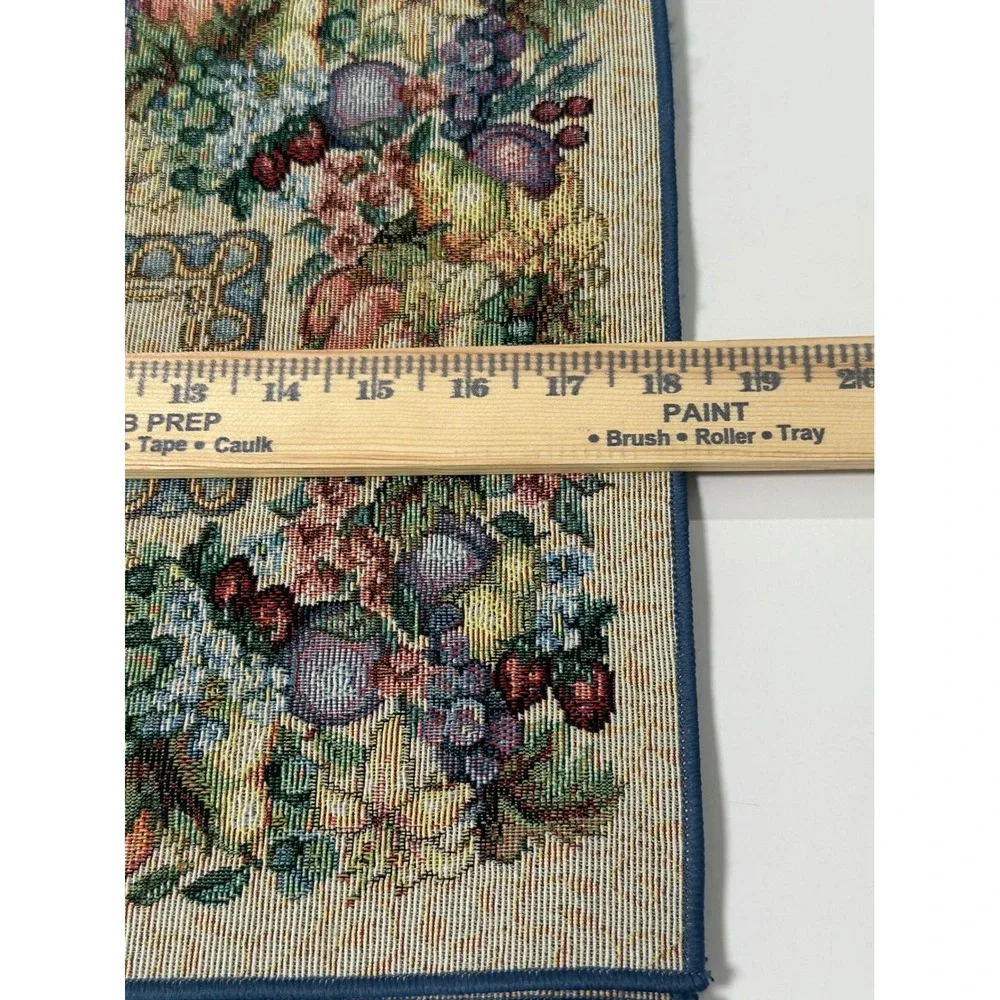 Vintage Fruit Floral Woven Tapestry Table Runner 70in & 3 Placemats Set